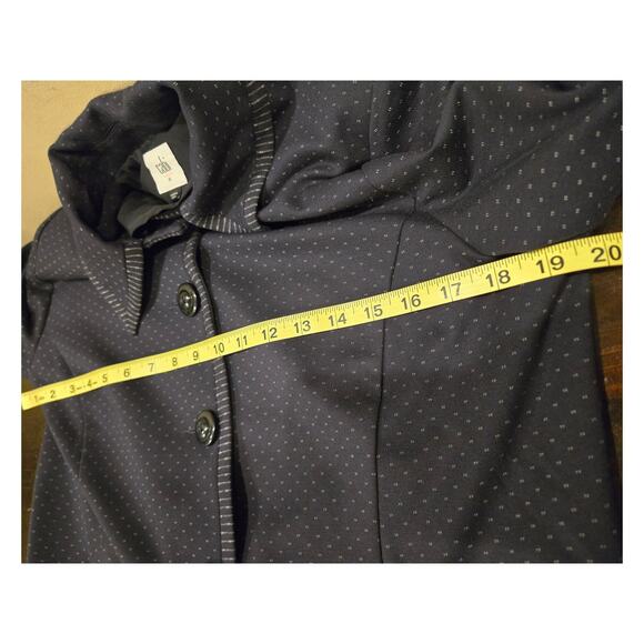 Cabi Carriage Jacket Navy Blue White 3/4 Sleeve Hip Length Collar Medium Classic - Picture 8 of 11